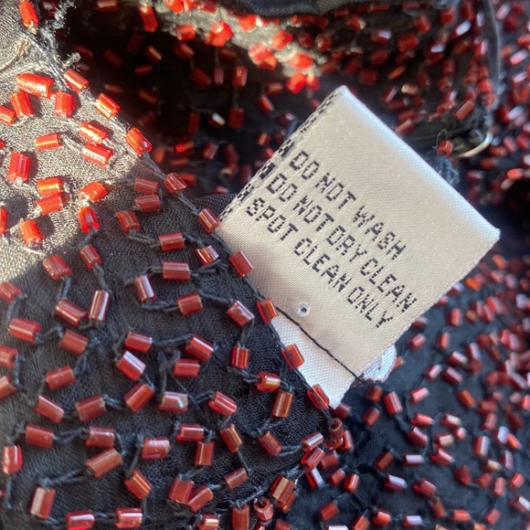 VINTAGE LAURENCE KAZAR DESIGNER SILK BEADED HIGH NECK TOP SLEEVELESS BLOUSE XL - Picture 8 of 15